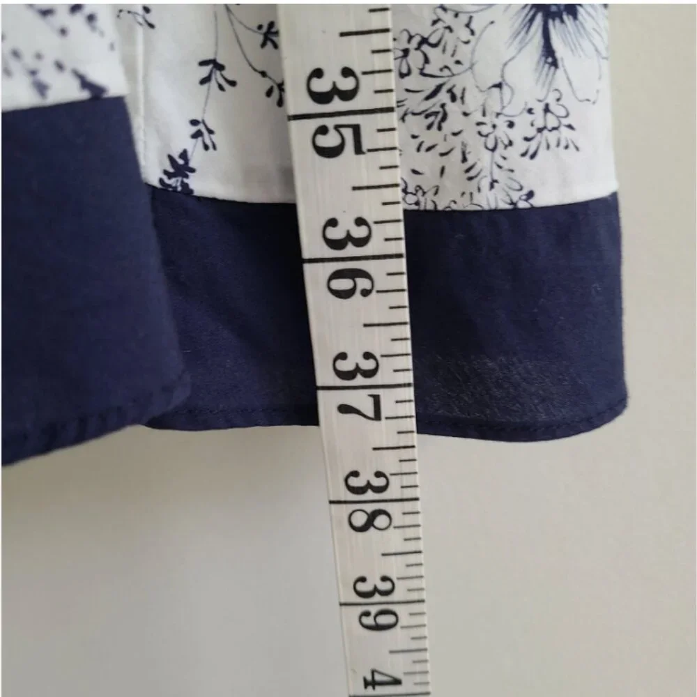 Floral Sundress Dress 3 Floral Navy Blue White Cotton Milkmaid Coquette